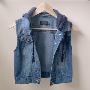 •CI SONO• Cropped Denim Vest with Hoodie S